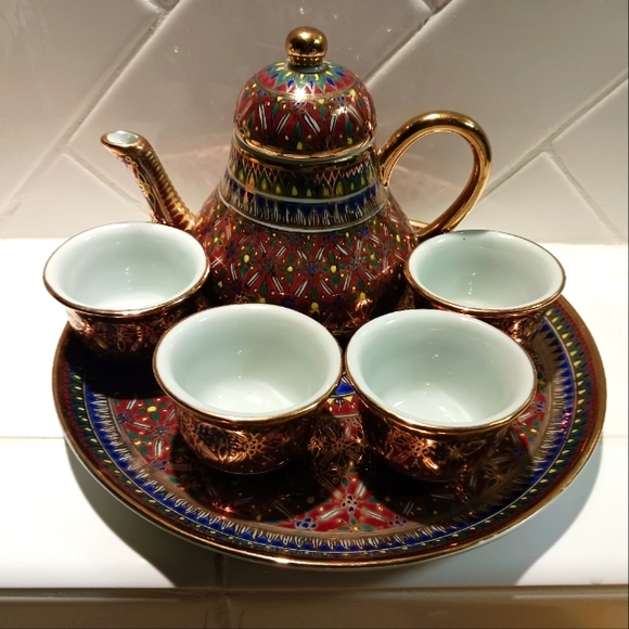 Handpainted Benjarong Teaset - Picture 1 of 7